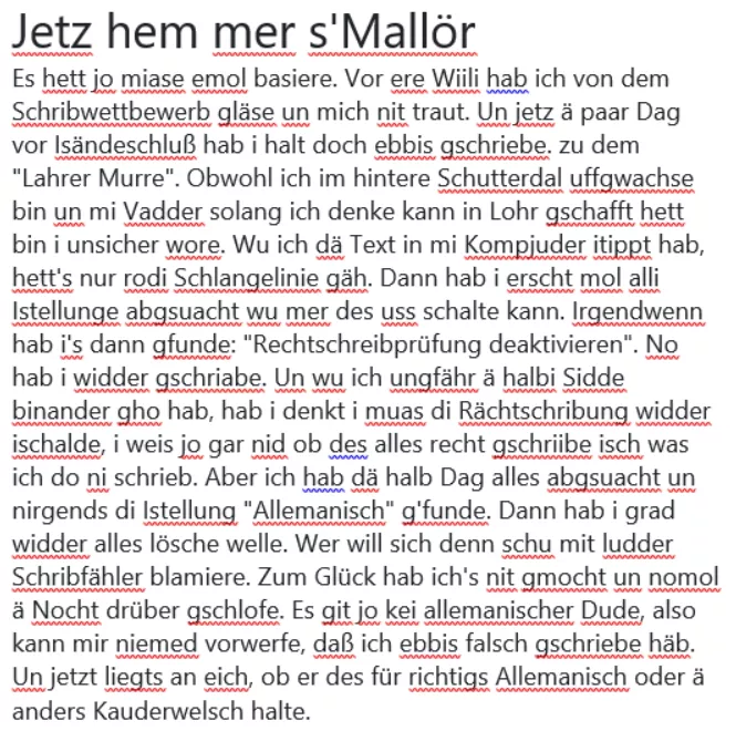 Jetz hem mer s'Mallör